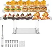Acrylic Risers for Display, 3 Tier Dessert Table Display Set Acrylic Dessert Display Stand Clear Cupcake Holder Shelf Easy Install Dessert Table Riser Stand Tiered Cake Serving Tray for Birthday Party