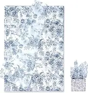 100 Sheets Blue Floral Tissue Paper Blue White Flowers Chinoiserie Gift Wrapping Paper Vintage Packaging Patterned Bulk for Baby Shower Wedding Birthday Party Decor, 14 x 20 Inch