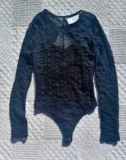 Longsleeve Mesh Lace Bodysuit Thong Whimsy Goth See-Through Size S Abercrombie