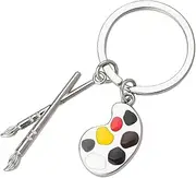 [YangQian] Paint Palette Keychain Gifts for Art Teachers Men Women Painter Gifts for Men Women Friends Birthday Gifts for Women Men Art Students Artist Keychain Silver