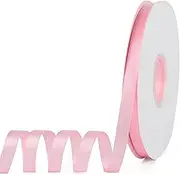 YBLANDEG Satin Ribbon Solid Color Light Pink 3/8 inches X 50 Yards, Double Faced Polyester Fabric Ribbon for Gifts Wrapping, Wedding, Party, Hair, Crafts, Bows, DIY Decor Ornaments