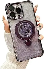 [PONRFEKT] Electroplated Glitter Case for Samsung Galaxy A23 5G with Magnetic Stand,Transparent Protective Cover Gradient Glitter,Stylish Silicone Shockproof Cover-Purple