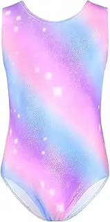 [TENVDA] Girls Leotards for Gymnastics Outfits Sparkle Kids One-Piece Colorful Dancewear Size 2-12 Years Old