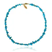 Culturesse Jacinta 42.5cm Beaded Natural Necklace 18K Gold Plating Turquoise