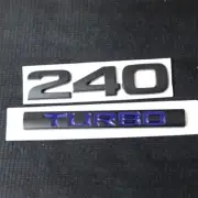 1x Black 240 Matte + 1x Black Blue TURBO Metal Decal Sticker Badge Emblem Engine (for: Renault)