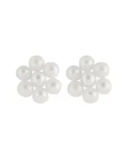 Splendid Pearls 14K 3-4mm Pearl Flower Studs
