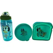 Zak Bluey Lunch Box 3 Pc Set Water Bottle Snack Sandwich Container BPA Free