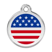 Dog Cat Pet ID Tag Charm - Personalized - Red Dingo - Life Guarantee - USA Flag
