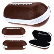 Zipper Brown Foot Ball Hard Eyewear Glasses Carrying Case