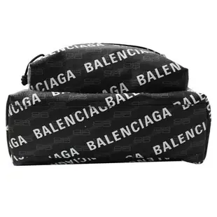 BALENCIAGA 巴黎世家 713044 Signature 印花拉鍊大休閒後背包.黑