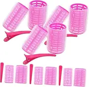 WEKADRIN 18Pcs Self Adhesive Plastic Hair Rollers Set with Clips Includes Flexible Curlers for Women Stylish for Styling