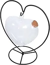 HEALEEP 1 Set Heart Shaped Wishing Bottle with Iron Stand Glass Origami Craft Container Hanging Wish Jar Glass Favor Bottle with Cork Lid for Wedding Present