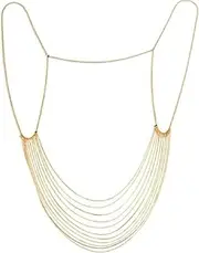 [Generic] Sexy Body Chain Layered Tassel Crossover Necklace Harness Bra Bikini Shoulder Waist Chain Belly Jewelry Body Accessories for Women and Girls