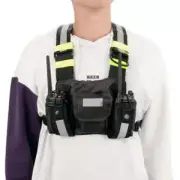 Reflective Vest Rig Chest Harness Holder Bag Radio Front Pack Pouch