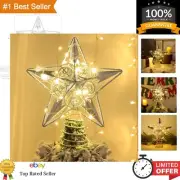 Elegant Silver Star Tree Topper with 20 LED Lights - Modern Christmas Ornament