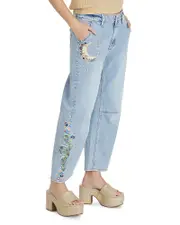 Driftwood Barbara X Hallucination High Rise Cropped Wide Leg Jeans in Light Wash