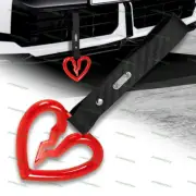 Red Crystal S Broken Heart JDM Ring Tsurikawa Car Handle Strap -Carbon PVC X1
