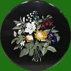 18 x 18 Round Marble Corner Side Table Floral Design Handmade Work Garden Decors
