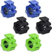 NEUSID Pack of 6 Dumbbell Clasps, 30 mm Dumbbell Bars, Fastening, Barbell Clamps, Quick Lock for Workout, Weightlifting, Training, Fitness Accessories (Black, Blue, Green)