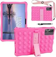 Soft Silicone Case Compatible with ALLDOCUBE iPlay 60 Pro 11 inch Tablet Shockproof Stand Silicone Cover with Shoulder Strap and Pen (Pink)
