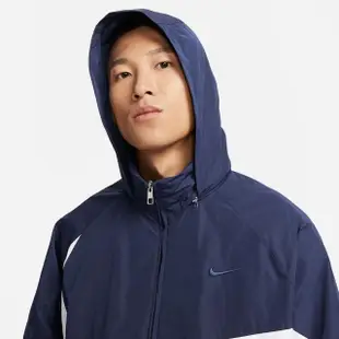 【NIKE 耐吉】SWOOSH MIDNIGHT NAVY 大LOGO 外套 連帽 藍白 男 風衣外套 穿搭(FB7878-410 ∞)