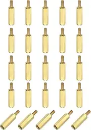 sourcing map 25Pcs Male to Female Thread Spacer Screws, M2.5 x 15mm + 6mm Brass Hex Standoff Screws PCB Motherboard for Drone Quadcopter, Computer and Circuit Board