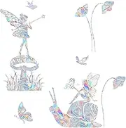 Rainbow Bird Window Decals (2) - Non-Adhesive, Reusable Static Cling Decor for Glass Doors, Bird Strike Deterrent, Suncatcher Stickers