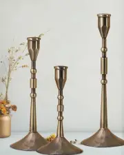 Vintage Taper Candle Holders Set | Handmade 3-Piece Candlestick Decor for Table