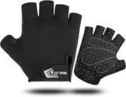 [hapurs] Cycling Gloves, Half Finger Bicycle Gloves with Anti Slip Gel Pad, Breathable MTB Gloves Sports Gloves for Men and Women (Black)