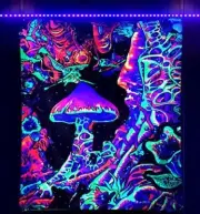 ADDWel Blacklight Mushroom Tapestry, Trippy Upright Tapestry Glow In The Dark,