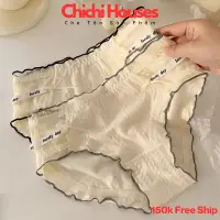 在飛比找蝦皮購物優惠-Chichi Houses 棉質女式彈力蝴蝶結邊內衣超美超透