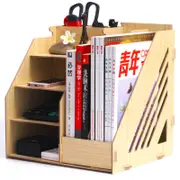 Office Supplies Desktop Storage Baskets Box Drawer Wooden Book Stand Creative Bookshelf File Information Stationery Shelf