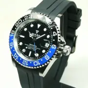 MARE UNLIMITED, GREENWICH SERIES, GMT, SWISS RONDA, BLACK & BLUE BEZEL,10ATM