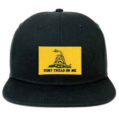 Don't Tread on Me Yellow Embroidered Patch Flatbill Mesh Snapback Cap