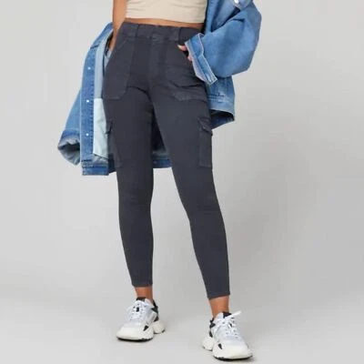 NWT Spanx Stretch Twill Cargo Ankle Pants in Grey Women's Size Medium Petite