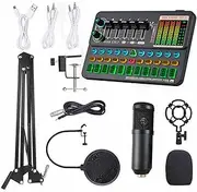 Labymos Multifunctional Live SK500 Sound Card and BM800 Suspension Microphone Kit Broadcasting Condenser Microphone Set Intelnt Voice CER Device o Mixer for Computers and Mobilephone