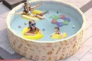 Non-Inflatable Swimming Pool Foldable Dog Toddler Baby Swimming Pool 1 Drains for Dogs Cats and Kids Pet Puppy Bathing Tub for Outdoor Backyard Beach(B,120cm/47in)