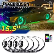Car 15.5'' RGB LED Wheel Ring Rim Lights Kit APP Bluetooth for Dodge Challenger
