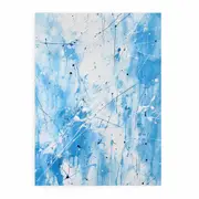 Painting Blue White Color Drips Canvas Print