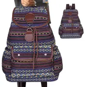 Boho Style Flap Drawstring Backpack Shoulder Bag Outdoor Travel Bag