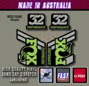 FOX style PERFORMANCE 32 Fork Decals Stickers Green/grey/black. laminated