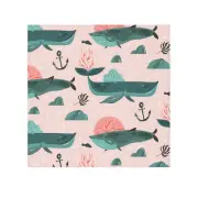 Whale Print Face Towel - Cute Nautical Design for Beach & Bath