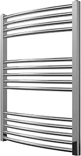 Greened House Chrome Curved Heated Towel Rail 600mm wide x 800mm high Central Heating Towel Radiator