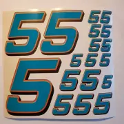 Teal w/ Orange & Black #5's Racing Numbers Vinyl Decal Sheet 1/10-1/12 slash