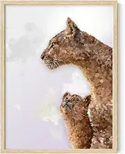 ROLY BEE Cheetah Cute Baby Animals and Mom Canvas Wall Art Print Decorative Picture for Kids Room Baby Nursery School Bedroom Dining Room Kitchen Playroom Bathroom 12 X16 Unframed