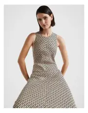 [Seed Heritage] Linen Midi Dress in Champagne Geo