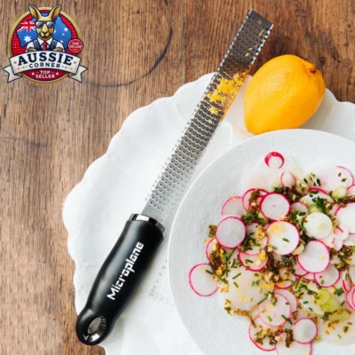 Premium Zester Grater Fine Stainless Steel Citrus Lemon Cheese Tool – Black
