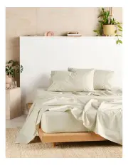 [Linen House] Vienna 300TC Cotton Percale Sheeting Cream