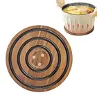 Silicone Ring Pot Holder Magnetic Function Wooden Coaster Trivet Set