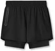 [COOLOYA] 2 in 1 Men's Outfit Trunks with Compression Liner 5" Quick Dry Running Shorts with Pockets